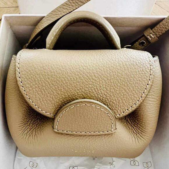 $1195 Authentic POLENE Numero Un Taupe Made in SPAIN Micro Mini Crossbody Bag - Picture 9 of 11